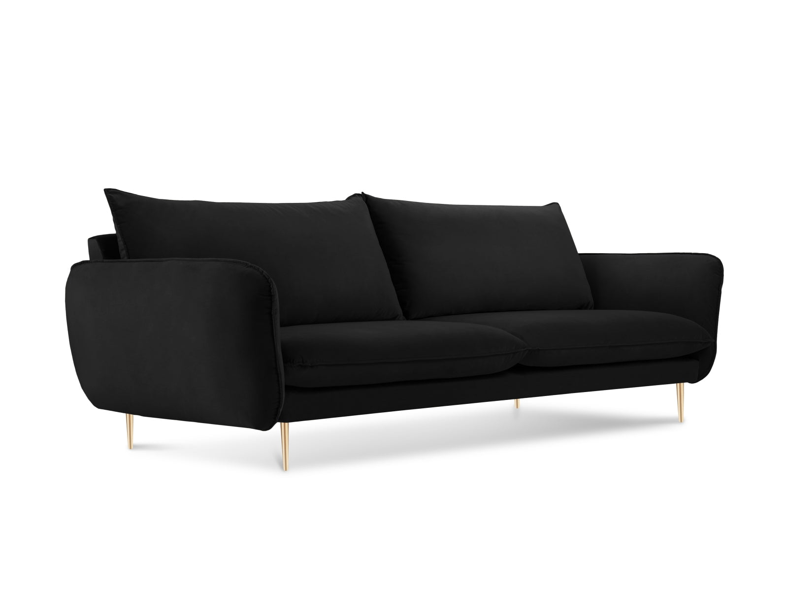 Vienna Velour Sofa 3 Sitzer 92cm in Black/Gold-Bluvel präsentiert im Onlineshop von KAQTU Design AG. 3er Sofa ist von Cosmopolitan Design
