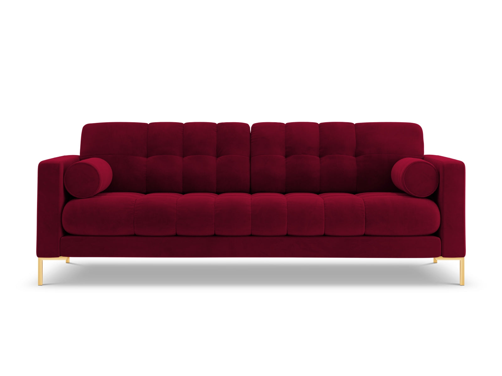 Stilvolles 3-Sitzer Sofa Bali in Red-Bluvel, perfekt für zeitgemäße Wohnräume, bietet hohen Sitzkomfort und modernes Flair von Cosmopolitan Design.