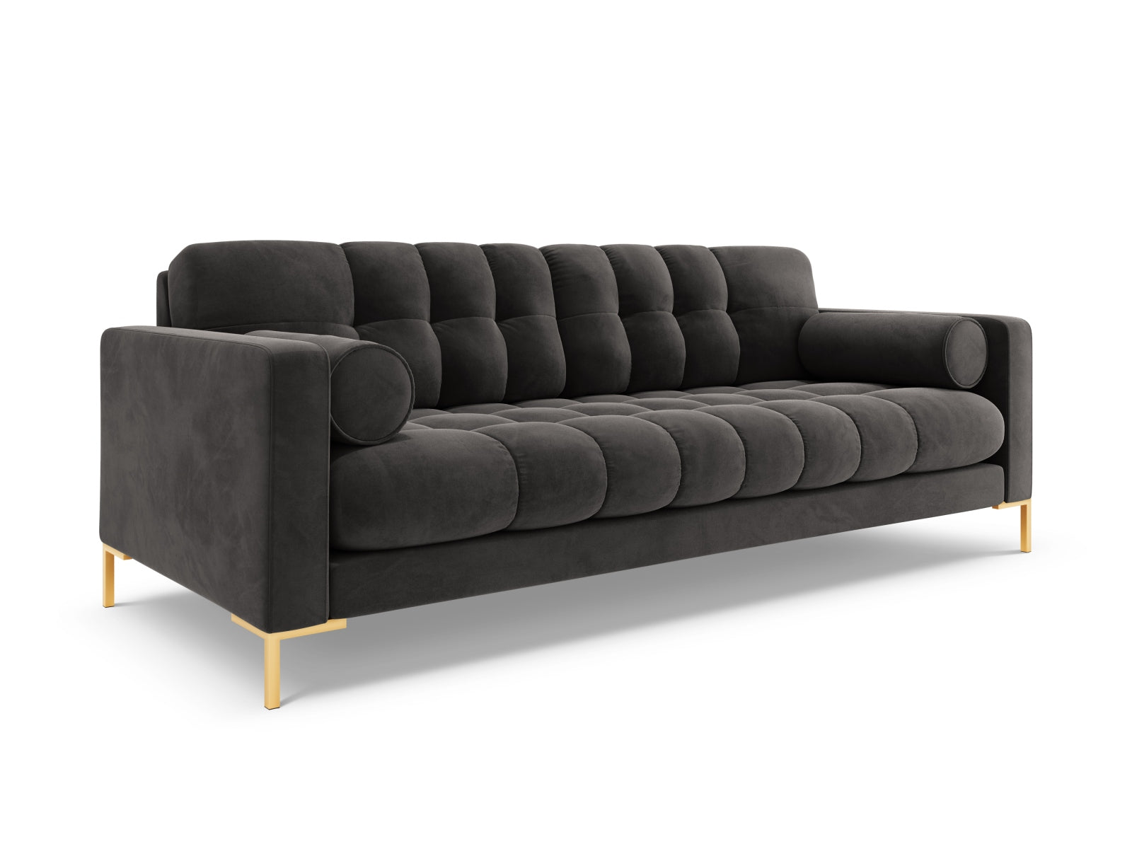 Elegantes 3-Sitzer Sofa Bali in stilvollem Dunkelgrau, ideal für einladende Wohnräume, entworfen von Cosmopolitan Design.
