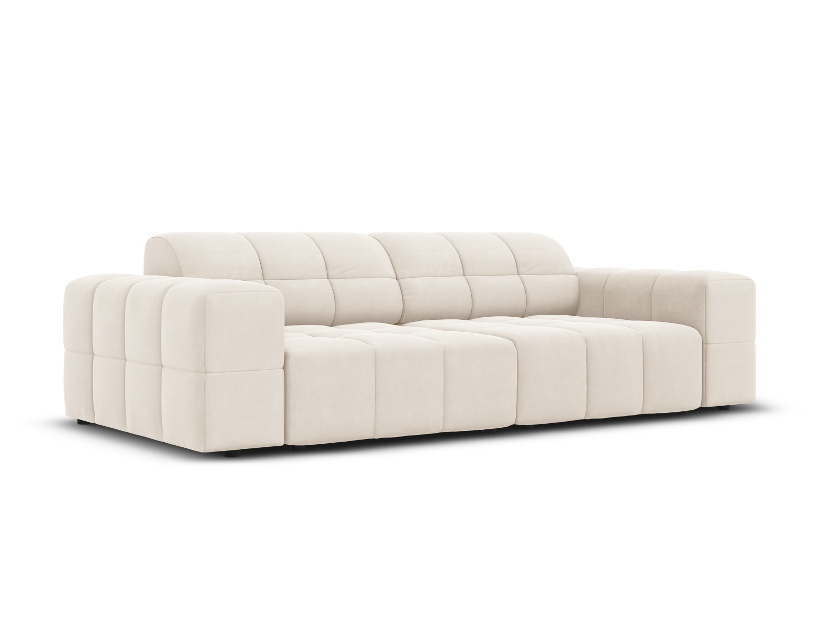 Elegantes Chicago Velour Sofa in Light Beige, 3-Sitzer mit modernem Design, ideal für stilvolle Wohnräume.