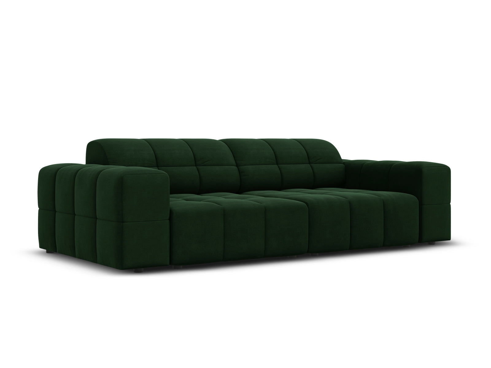 Elegantes Chicago Velour Sofa in Bottle Green-Bluvel, 3-Sitzer mit modernem Design, ideal für stilvolle Wohnräume.