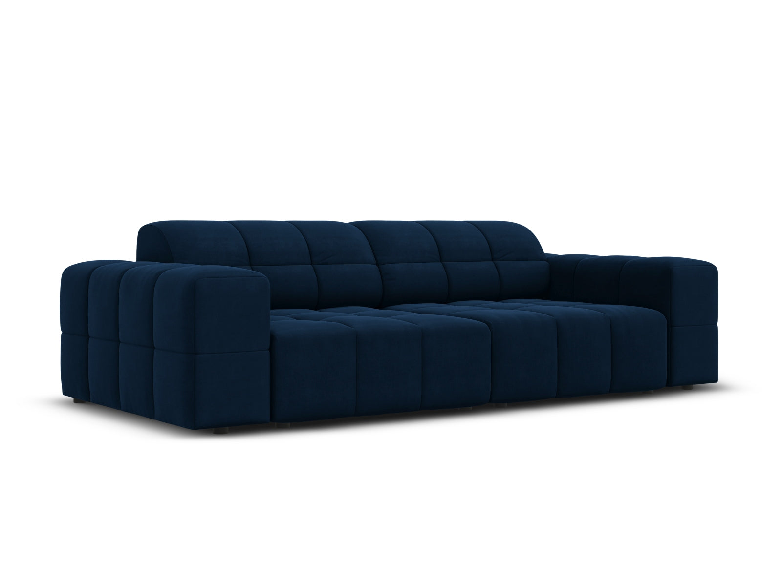 Elegantes Chicago Velour Sofa in Royal Blue, 3-Sitzer mit modernem Design, ideal für stilvolle Wohnräume.