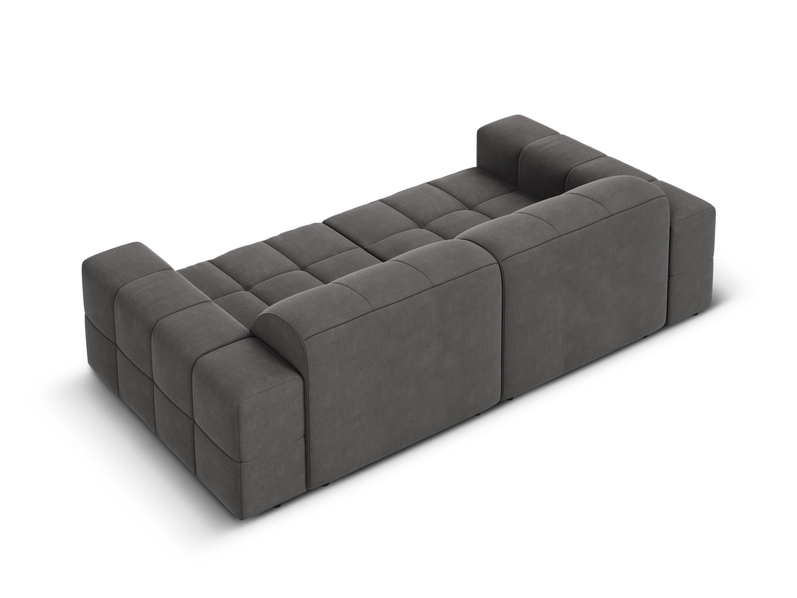 Elegantes 3-Sitzer Sofa im Chicago-Velour-Design, in einem ansprechenden Grau-Blau, ideal für stilvolle Wohnräume.