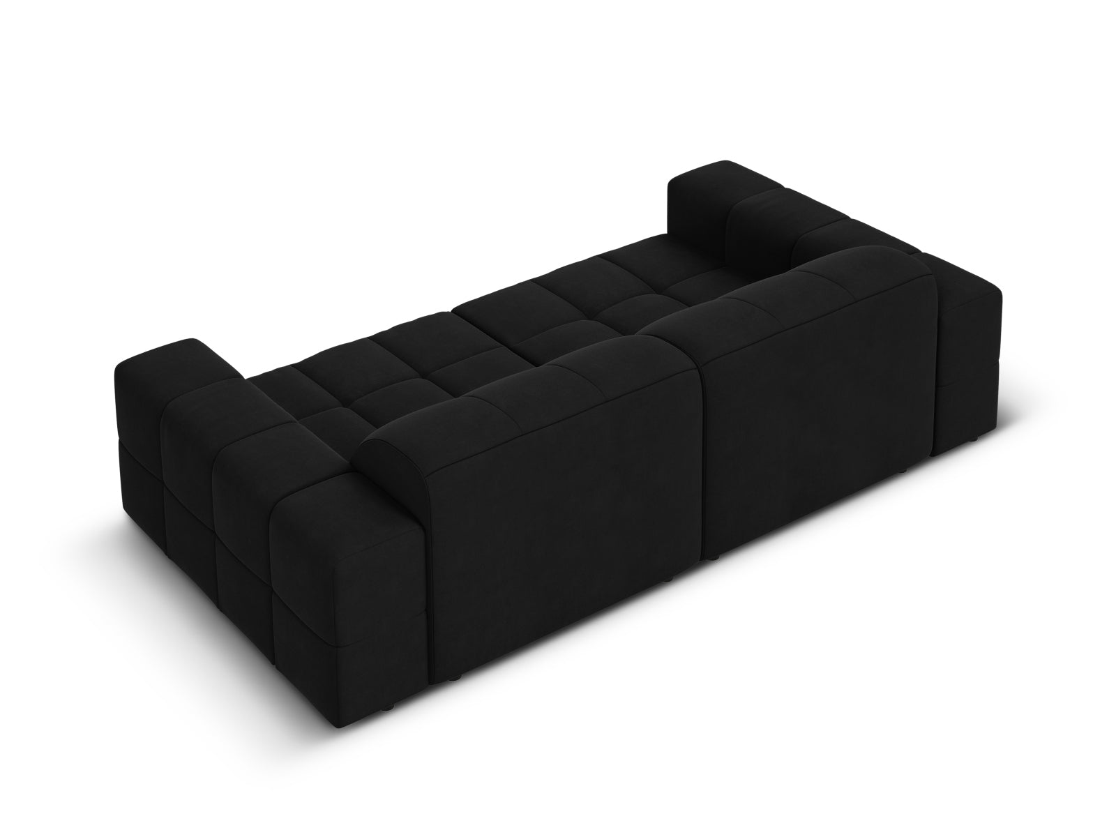 Elegantes 3-Sitzer Sofa Chicago aus hochwertigem Velours in Schwarz-Bluvel, ideal für stilvolle Wohnräume und entspannte Stunden.