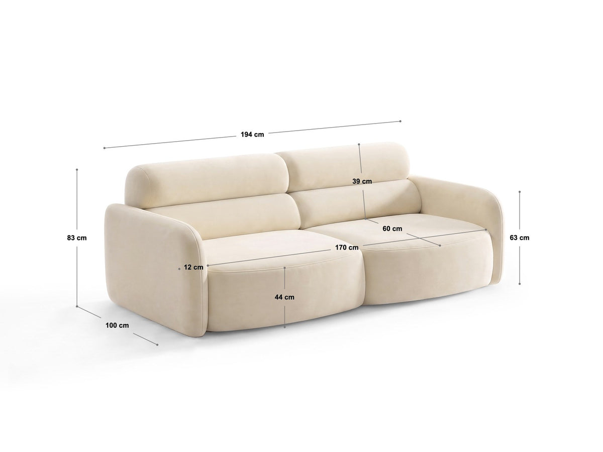 Dreisitzer-Sofa Malmo mit Stoffbezug und niedrigen schwarzen Kunststoffbeinen