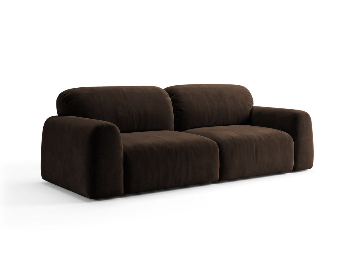 3er Sofa Milan mit Bluvel-Stoffbezug in Samtoptik auf schwarzen Kunststoffbeinen