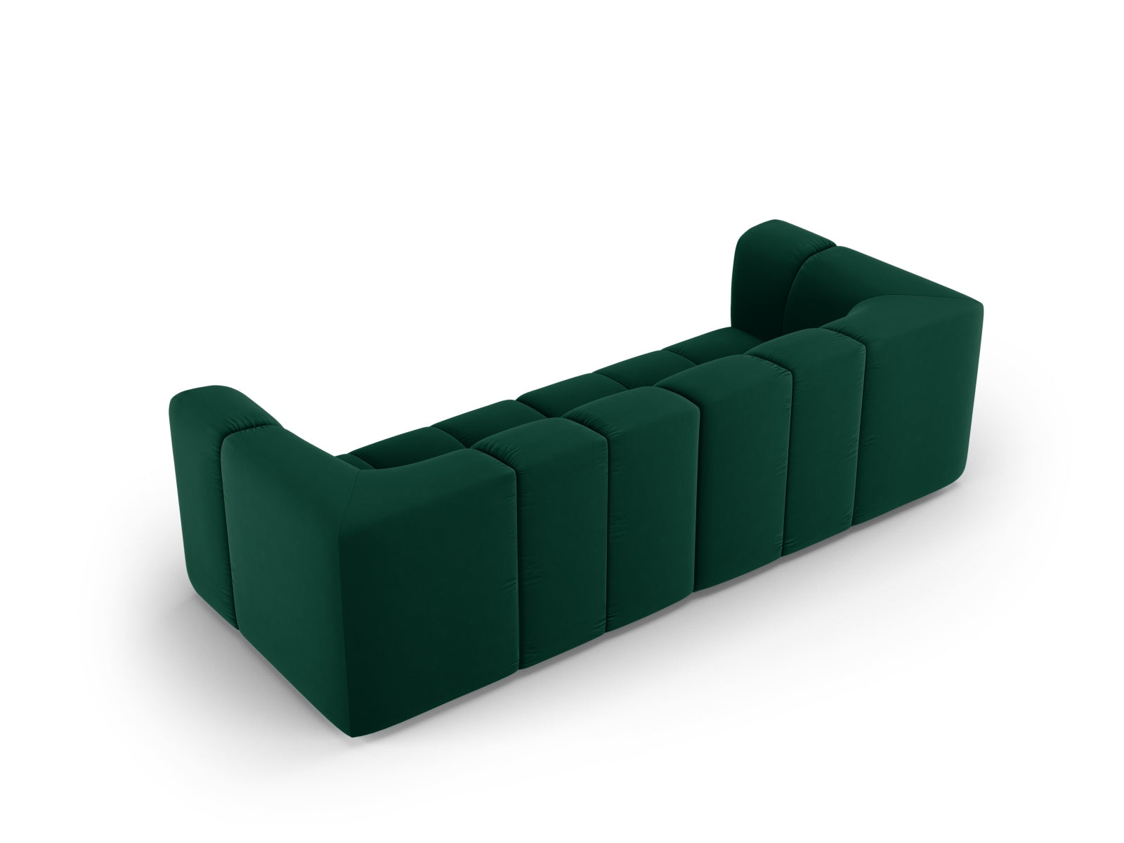Modulares 3-Sitzer Sofa Moritz in tiefem Flaschengrün, perfekt für moderne Wohnkonzepte und gemütliche Entspannung.