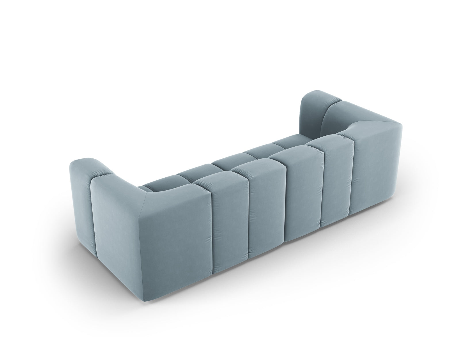 Modulares 3-Sitzer Sofa Moritz in zartem Hellblau, perfekt für stilvolle Wohnzimmer und vielseitige Einrichtungsmöglichkeiten.
