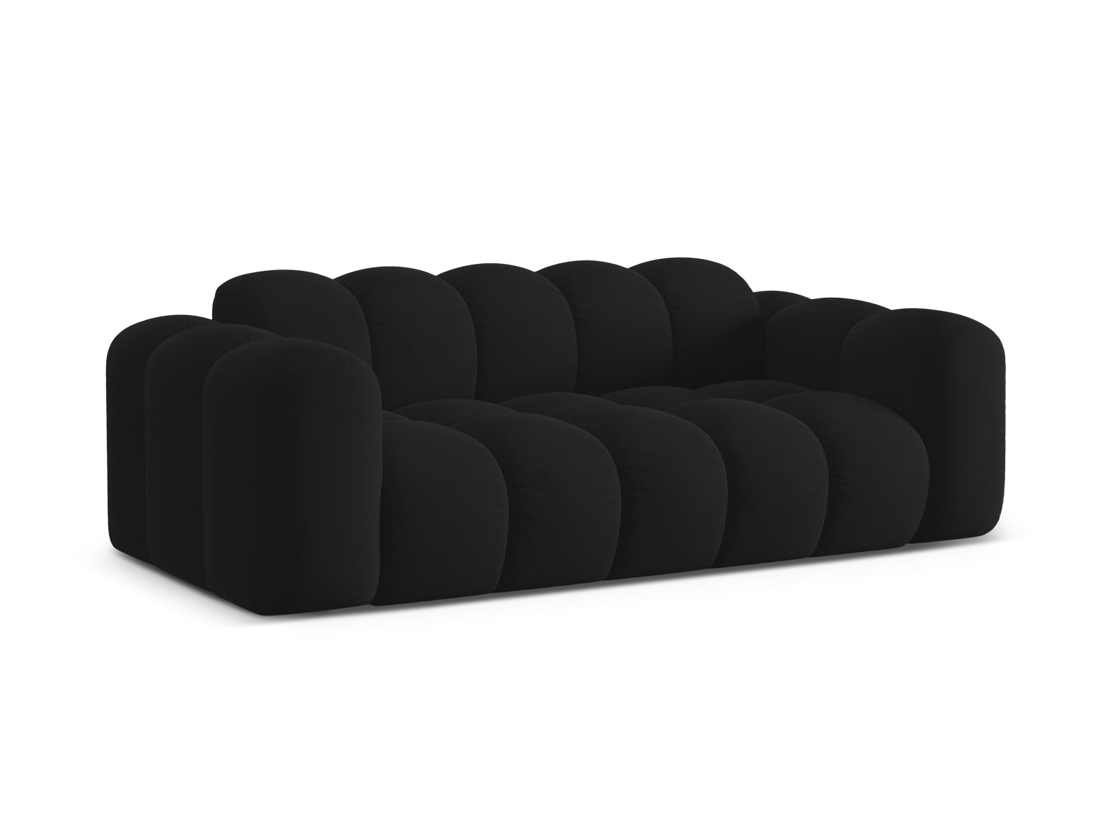 Elegantes 3-Sitzer Sofa Treno in stilvollem Black-Bluvel, ideal für moderne Wohnräume, erhältlich bei KAQTU Design AG.