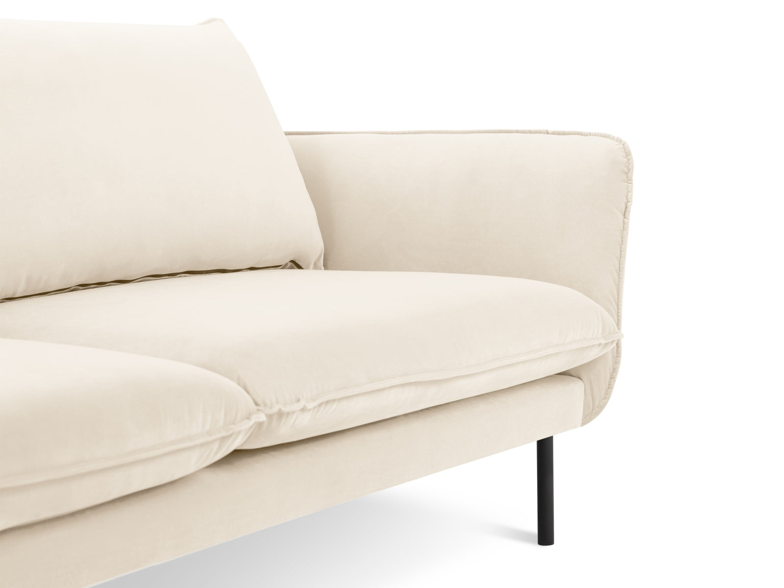 Vienna Velour Sofa 3 Sitzer 92cm in Light Beige/Schwarz-Bluvel präsentiert im Onlineshop von KAQTU Design AG. 3er Sofa ist von Cosmopolitan Design