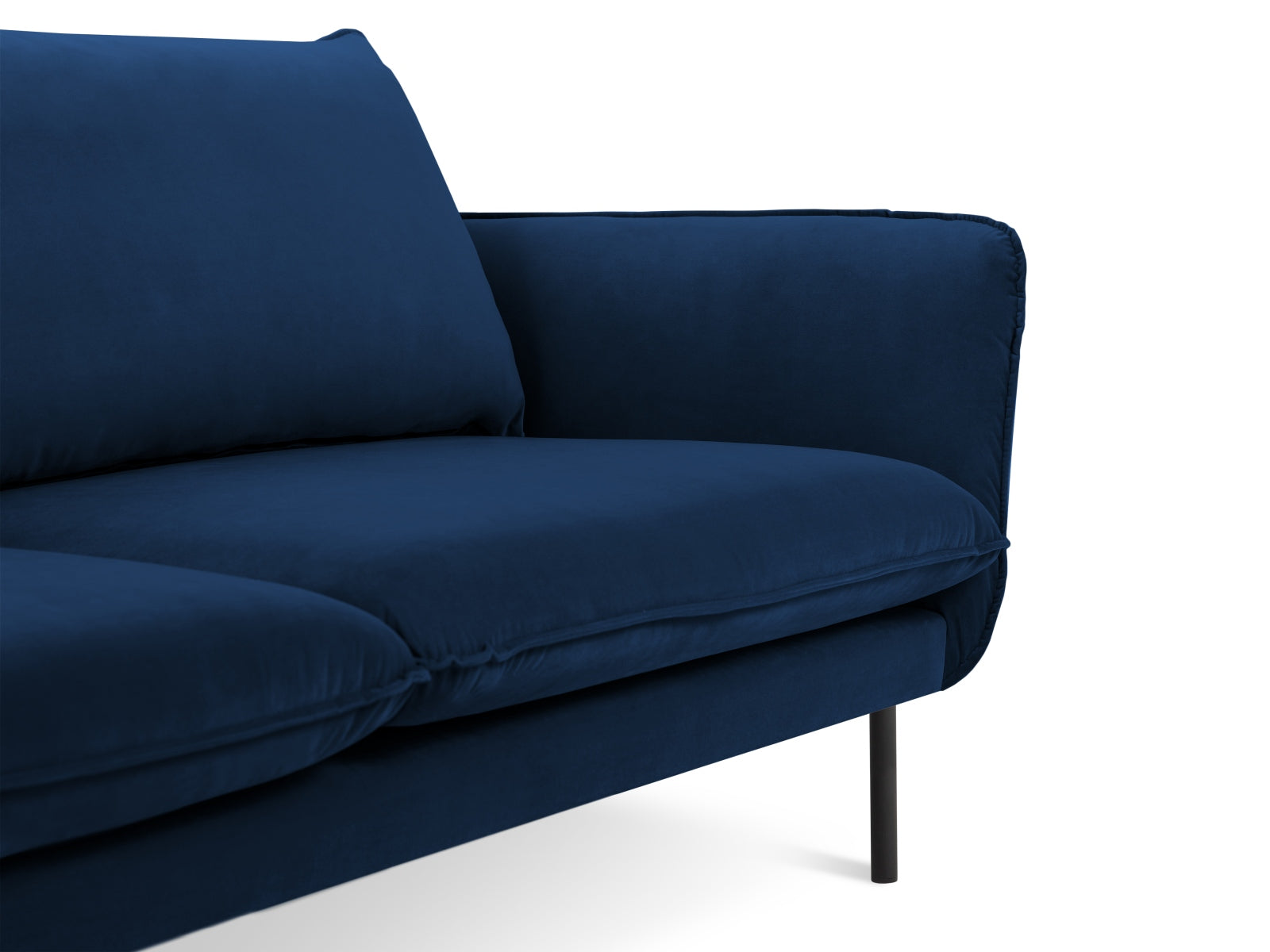 Vienna Velour Sofa 3 Sitzer 92cm in Royal Blue/Schwarz-Bluvel präsentiert im Onlineshop von KAQTU Design AG. 3er Sofa ist von Cosmopolitan Design