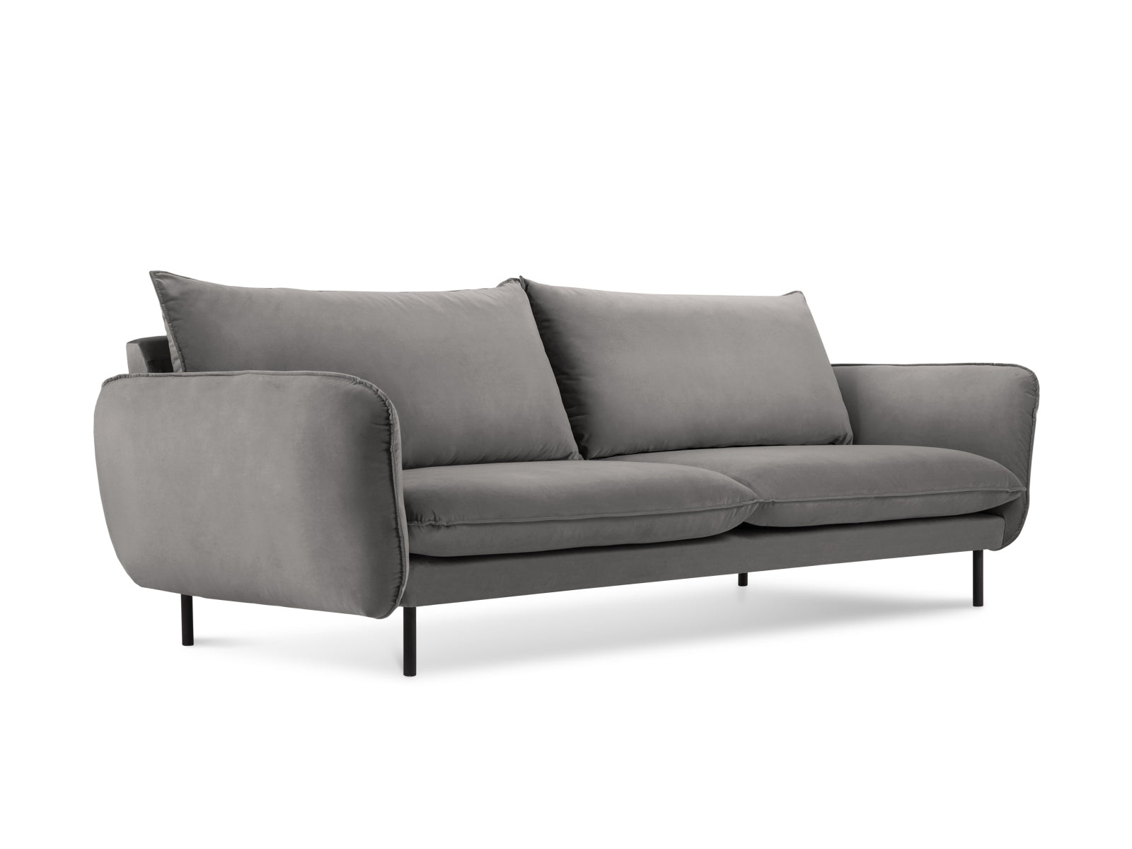 Vienna Velour Sofa 3 Sitzer 92cm in Light Grey/Schwarz-Bluvel präsentiert im Onlineshop von KAQTU Design AG. 3er Sofa ist von Cosmopolitan Design