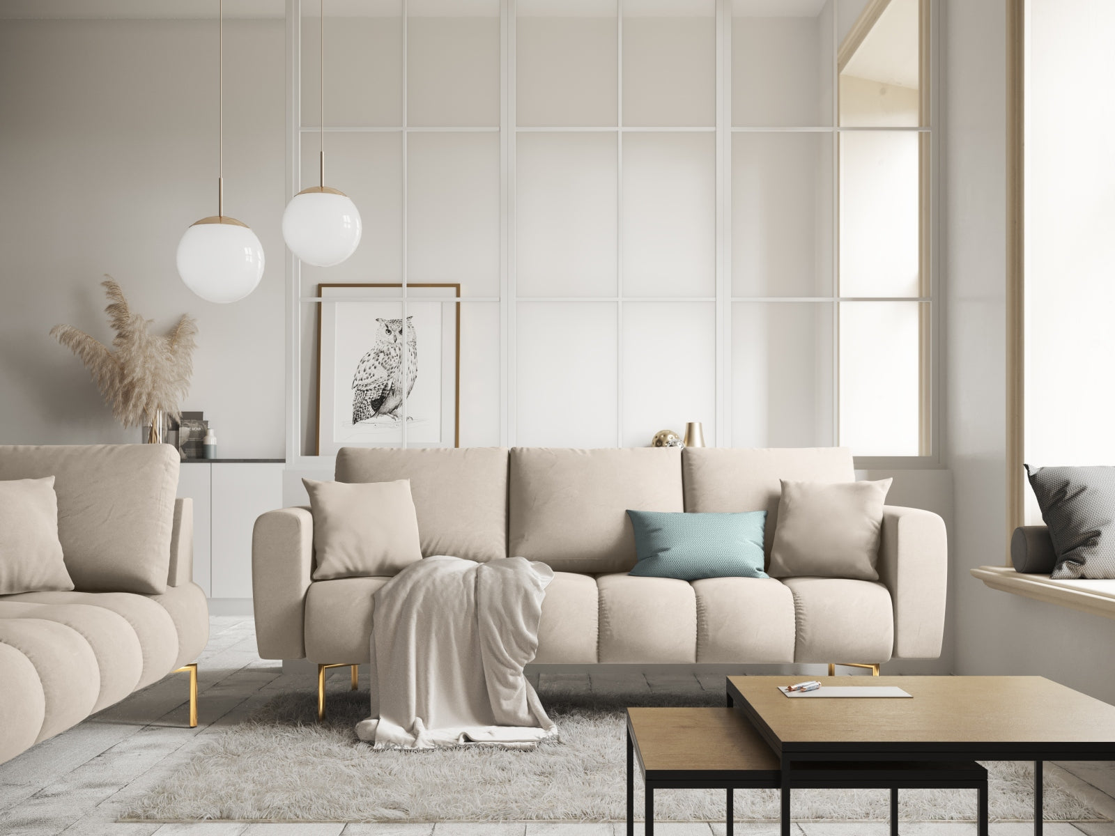 Erleben Sie das stilvolle Hastings Velour Sofa 3 Sitzer von Cosmopolitan Design. Ideal für Ihr Wohnzimmer, vereint es modernen Komfort mit edlem Flair.