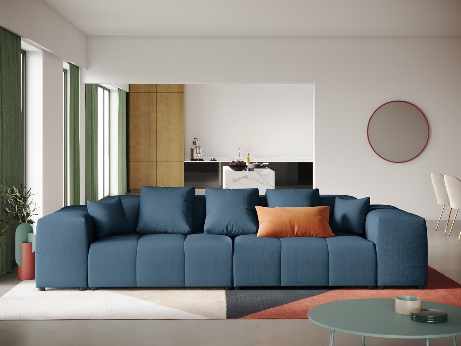 Rome Modular Sofa 3 Sitzer in Dark Blue-Babel präsentiert im Onlineshop von KAQTU Design AG. 3er Sofa ist von Cosmopolitan Design