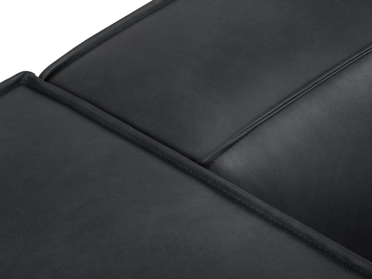 Turin 3er Sofa mit Rindsleder-Bezug in Grey Brown, Holzrahmen und schwarzen Buchenholzbeinen, moderne Form von Cosmopolitan Design.