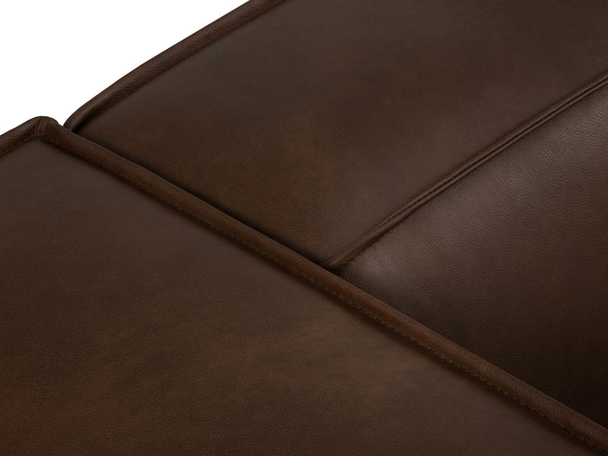 Turin 3er Sofa mit Rindsleder-Bezug in Grey Brown, Holzrahmen und schwarzen Buchenholzbeinen, moderne Form von Cosmopolitan Design.