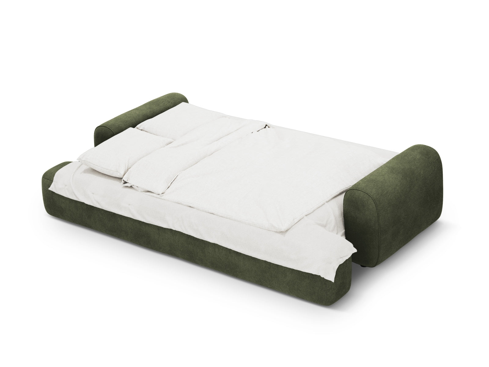 Elegantes 4-Sitzer Sofa Calma in trendigem Green-Vogue, ideal für entspannte Stunden, mit praktischer Schlaffunktion und Stauraum.