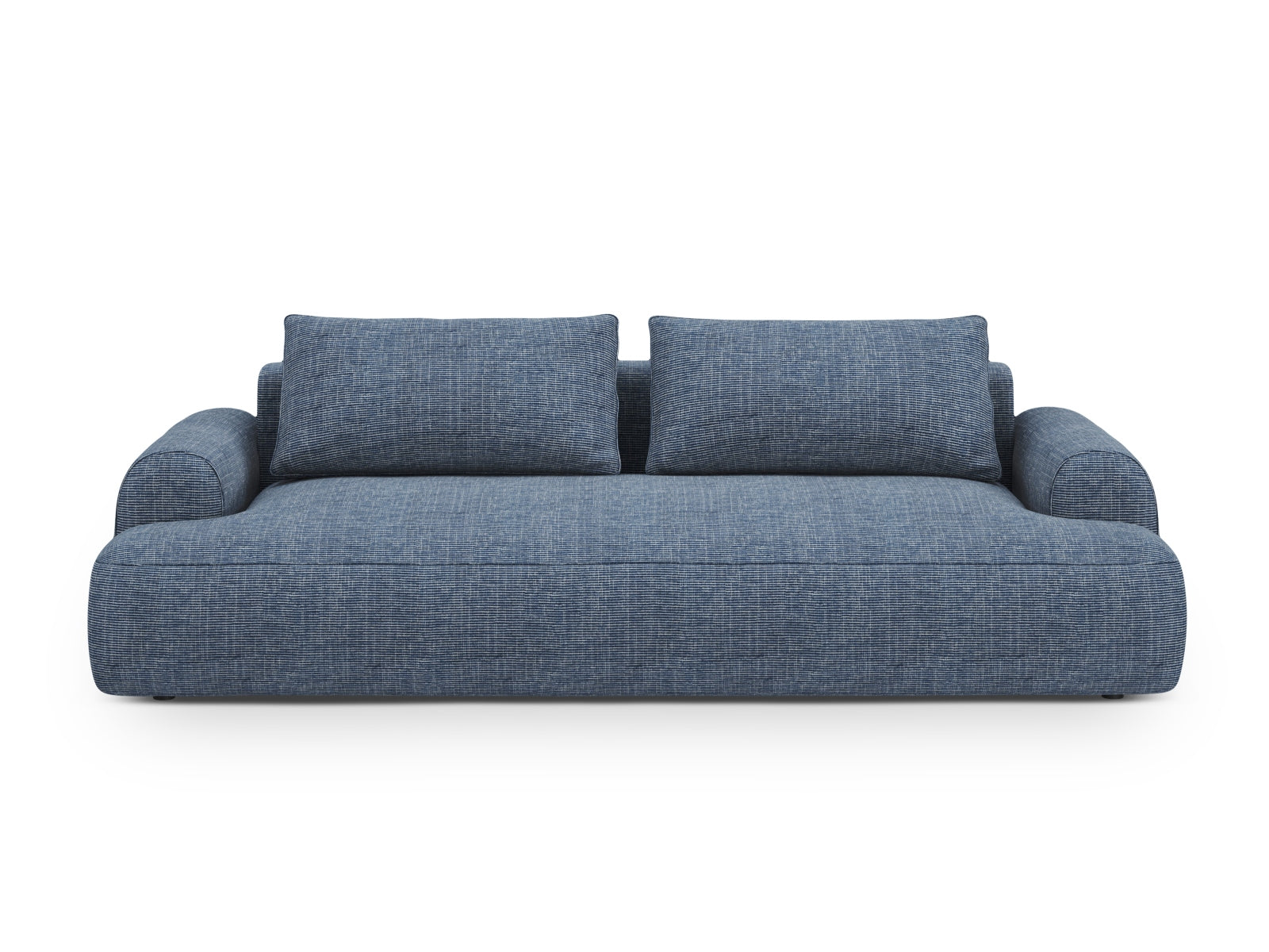 4-Sitzer Sofa Calma mit Schlaffunktion und Stauraum in Blue Melange-Baltimore präsentiert im Onlineshop von KAQTU Design AG. Bettsofa ist von Cosmopolitan Design