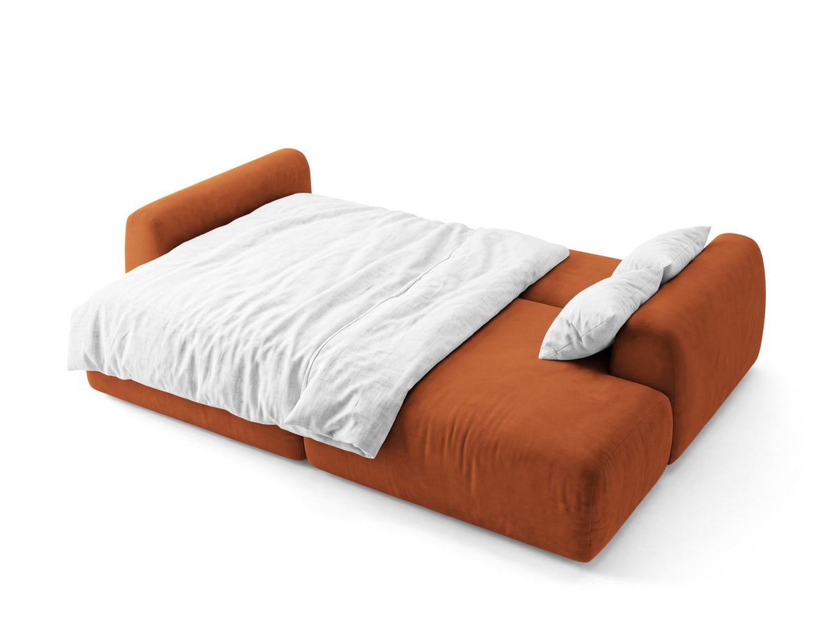Bettsofa Milan von Cosmopolitan Design mit Bluvel-Bezug und schwarzen Kunststoffbeinen