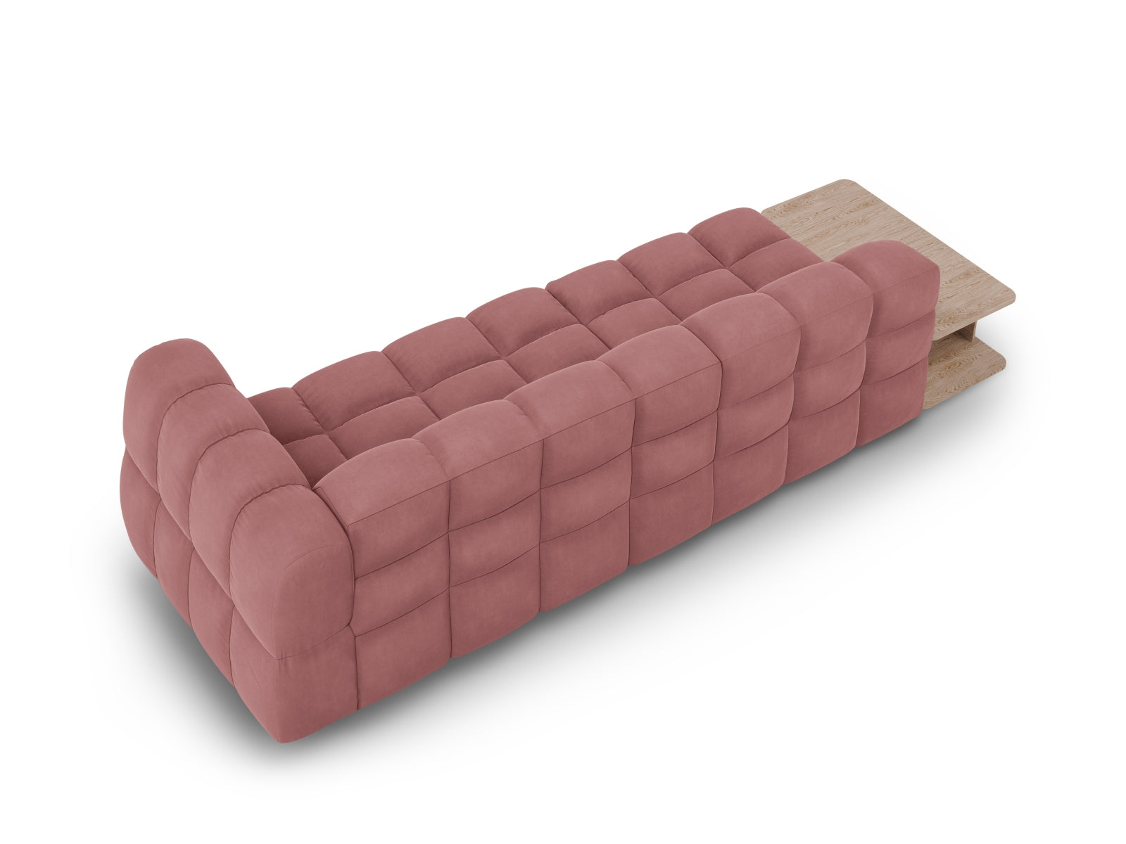 Entdecken Sie das elegante Sky Velour Sofa links, ein modulares 4-Sitzer-Design, das Komfort und Stil in Ihr Zuhause bringt. Ideal für gesellige Abende!