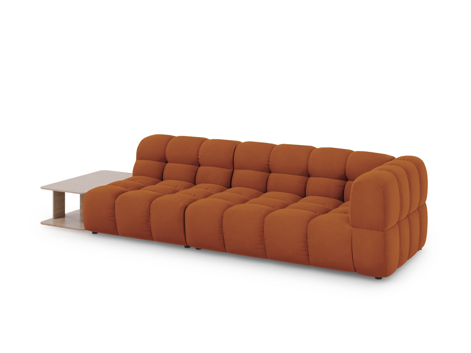 Entdecken Sie das elegante Sky Velour Sofa links, ein 4-Sitzer mit modarem Design, ideal für stilvolle Wohnräume. Hochwertiger Veloursstoff sorgt für Komfort und Langlebigkeit.