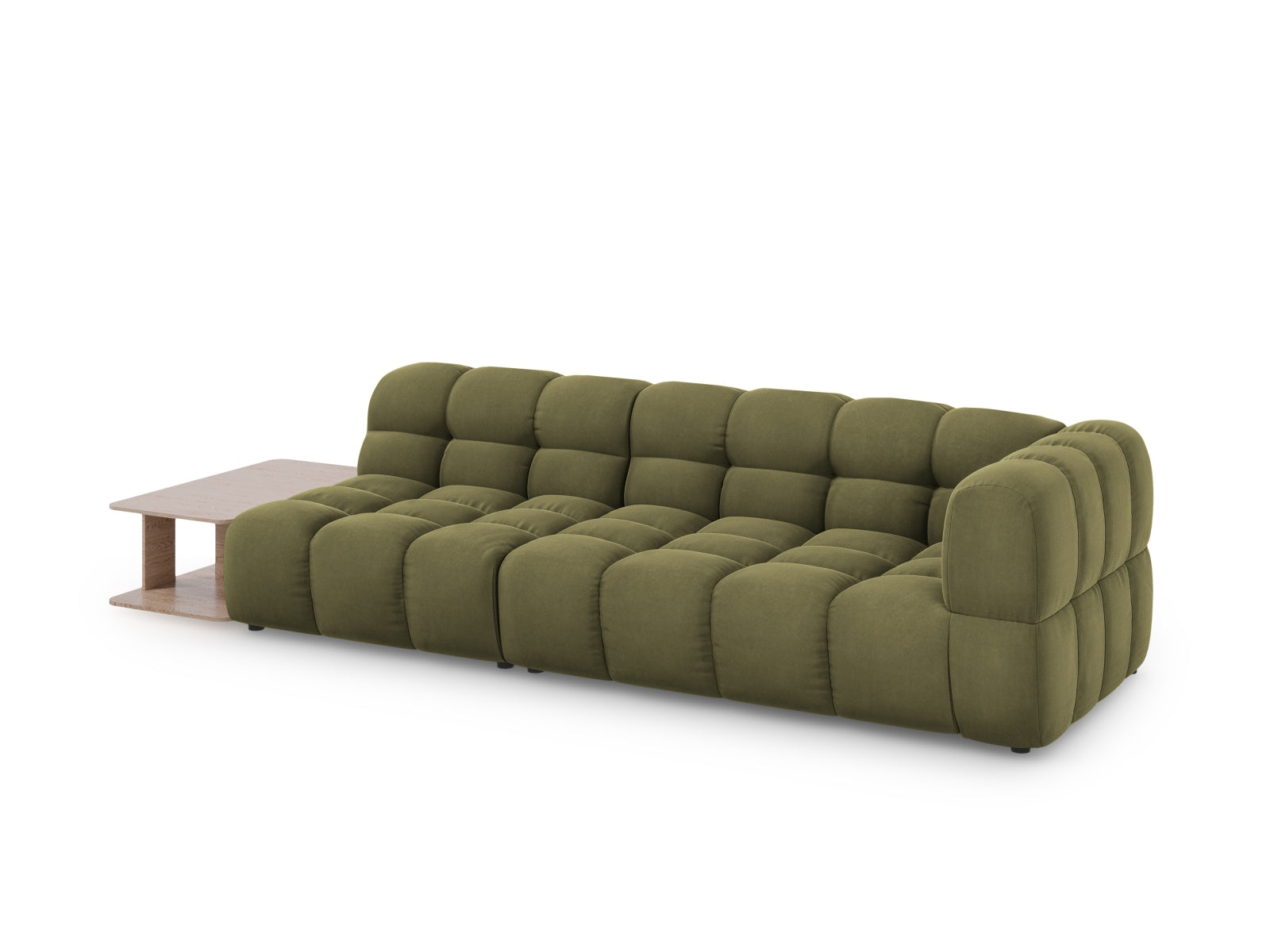 Entdecken Sie das elegante Sky Velour Sofa links, ein 4-Sitzer mit modarem Design, ideal für stilvolle Wohnräume. Hochwertiger Veloursstoff sorgt für Komfort und Langlebigkeit.