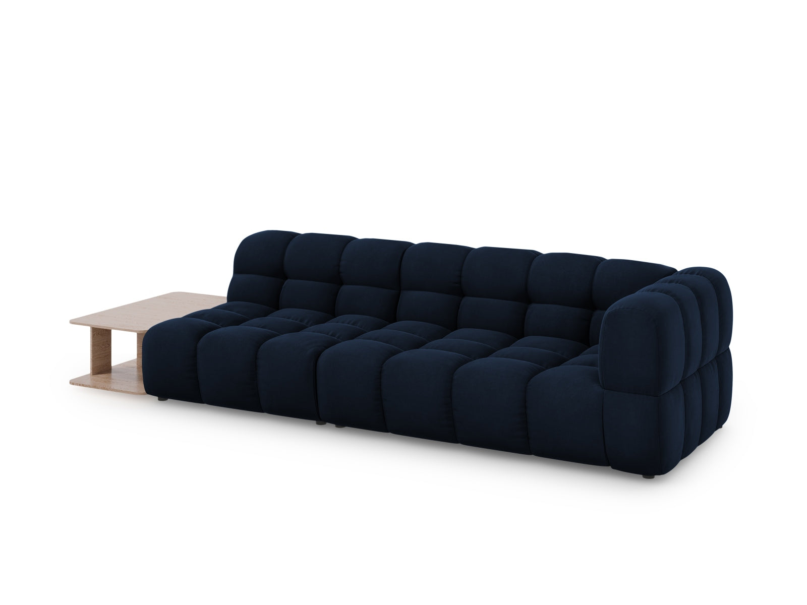 Entdecken Sie das elegante Sky Velour Sofa links, ein 4-Sitzer mit modarem Design, ideal für stilvolle Wohnräume. Hochwertiger Veloursstoff sorgt für Komfort und Langlebigkeit.