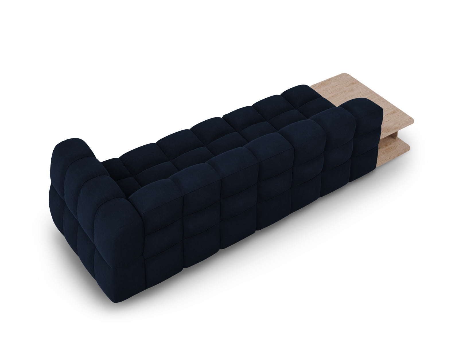 Entdecken Sie das elegante Sky Velour Sofa links, ein modulares 4-Sitzer-Design, das Komfort und Stil in Ihr Zuhause bringt. Ideal für gesellige Abende!