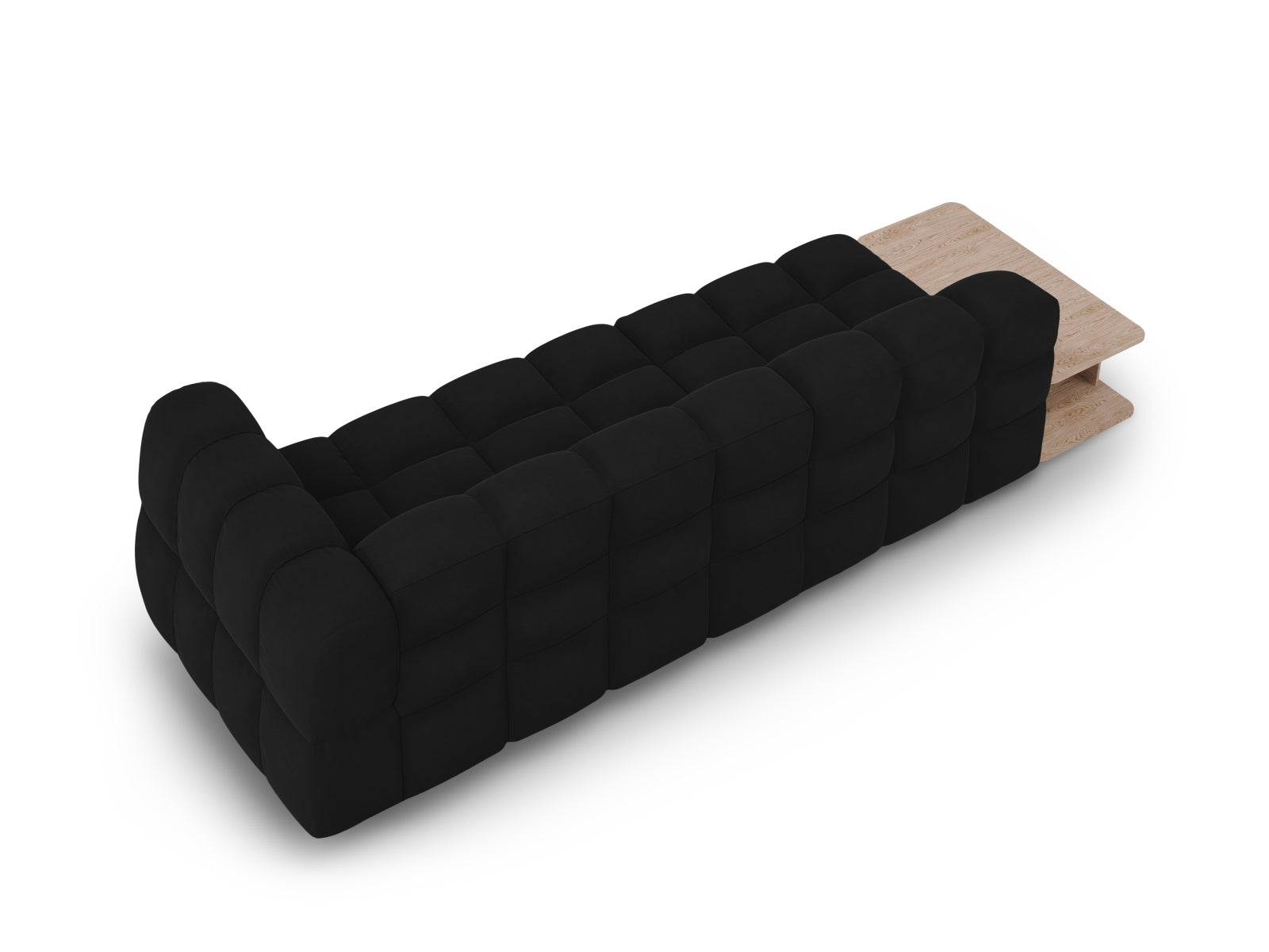 Entdecken Sie das elegante Sky Velour Sofa links, ein modulares 4-Sitzer-Design, das Komfort und Stil in Ihr Zuhause bringt. Ideal für gesellige Abende!