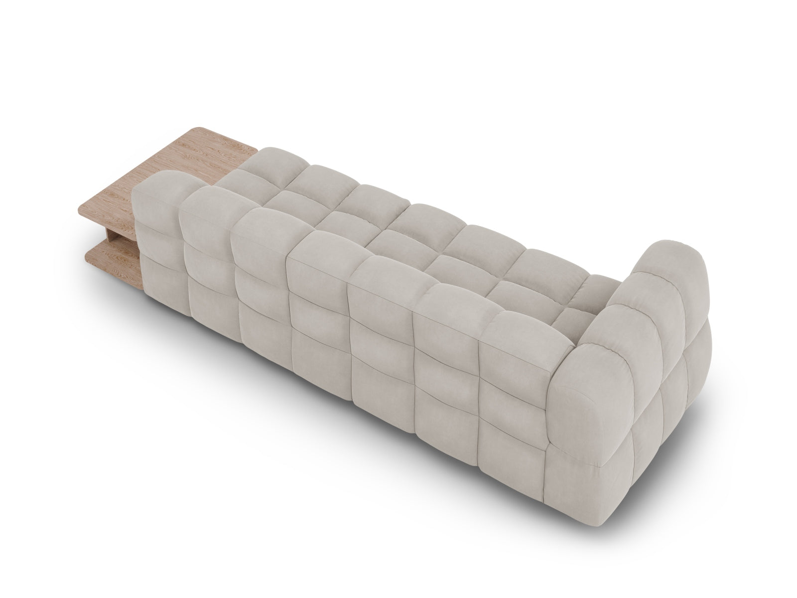 Elegantes 4-Sitzer Sofa in sanftem Velours, rechte Variante, ideal für stilvolle Wohnräume, entworfen von Cosmopolitan Design.