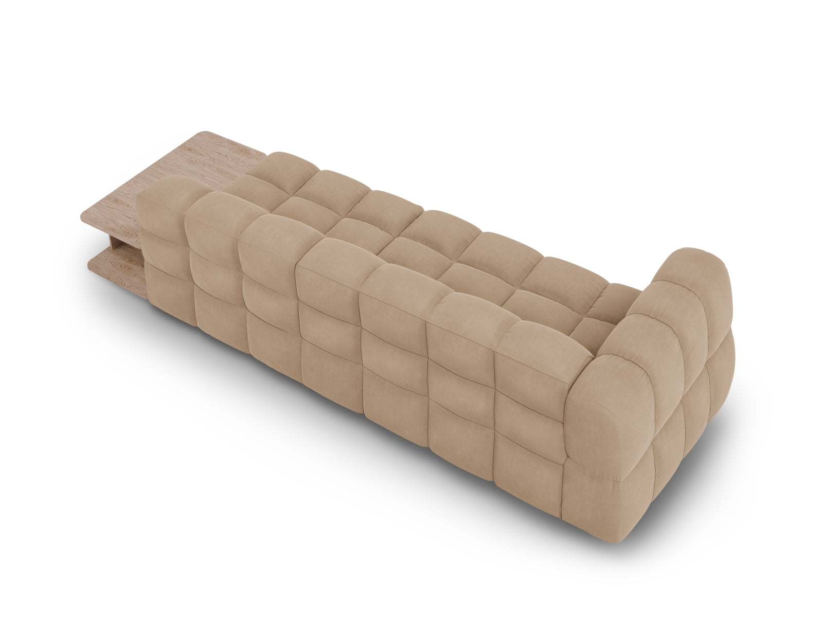 Elegantes 4-Sitzer Sofa in Sky Velour, rechte Variante, ideal für stilvolle Wohnräume, entworfen von Cosmopolitan Design.