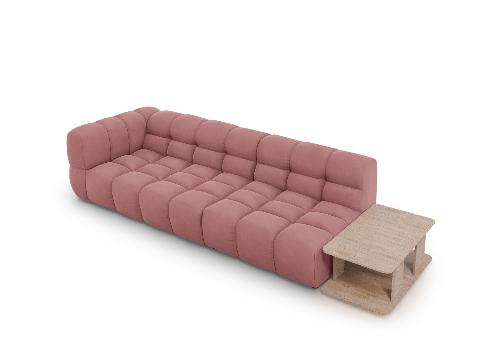 Modulares 4-Sitzer Sofa in Sky Velour, rechte Ausführung, perfekt für moderne Wohnkonzepte, stilvoll und komfortabel.