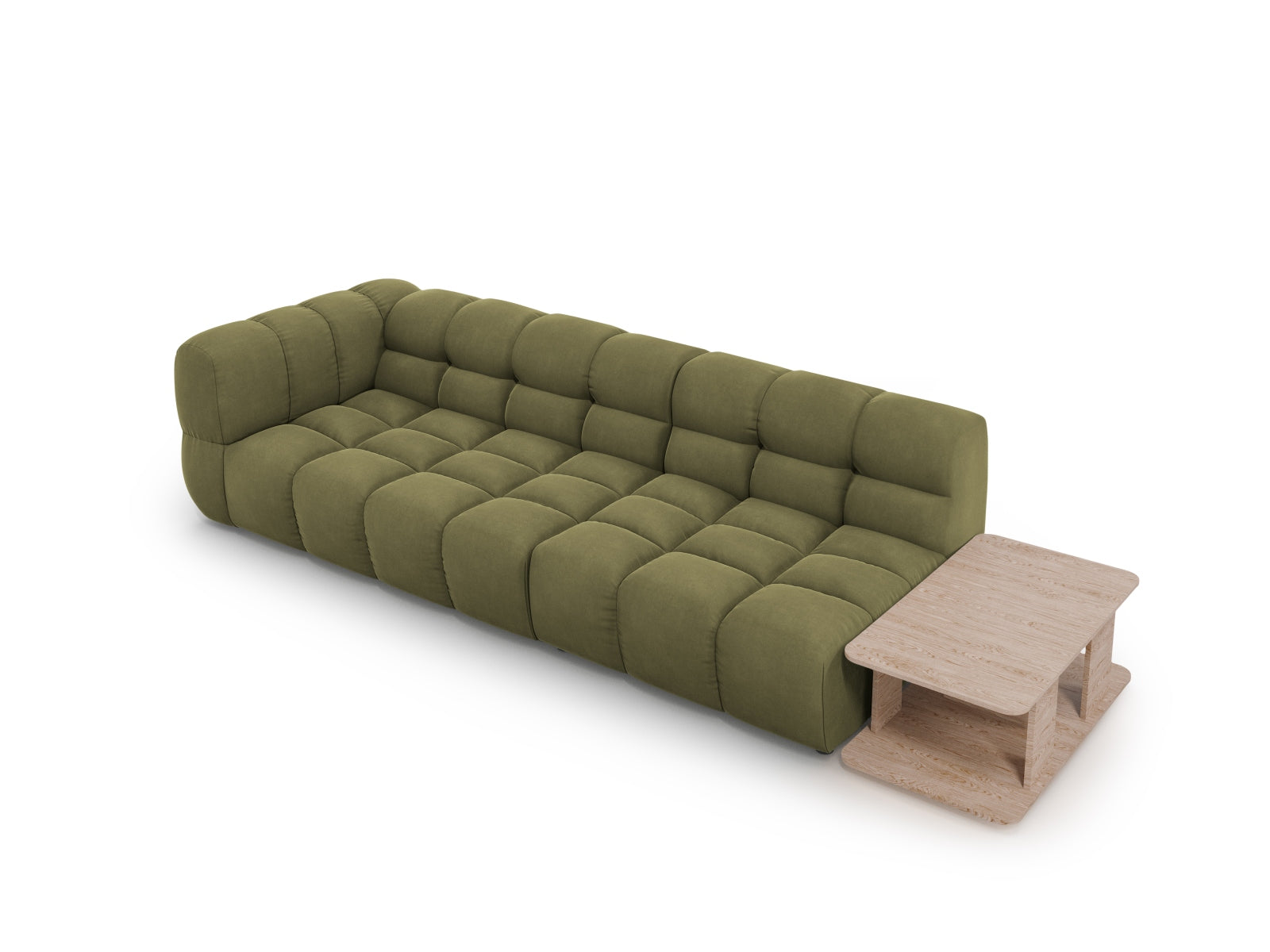 Modulares 4-Sitzer Sofa in sanftem Hellgrün aus Sky Velour, perfekt für moderne Wohnkonzepte, erhältlich bei Cosmopolitan Design.