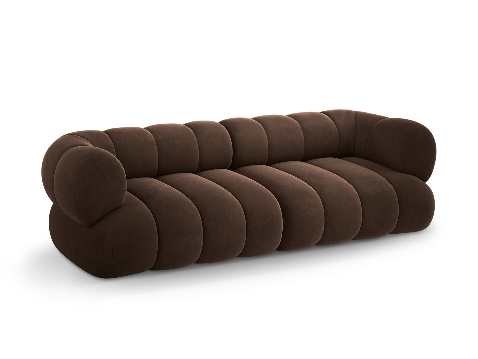 Modernes 4-Sitzer Velour Sofa Koge in Chocolate-Vogue, perfekt für entspannte Stunden und stilvolle Einrichtung.