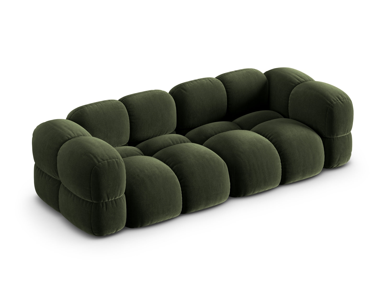 Elegantes 4-Sitzer Sofa Loretto aus weichem Velours in luxuriösem Grün, ideal für moderne Wohnräume von Cosmopolitan Design.