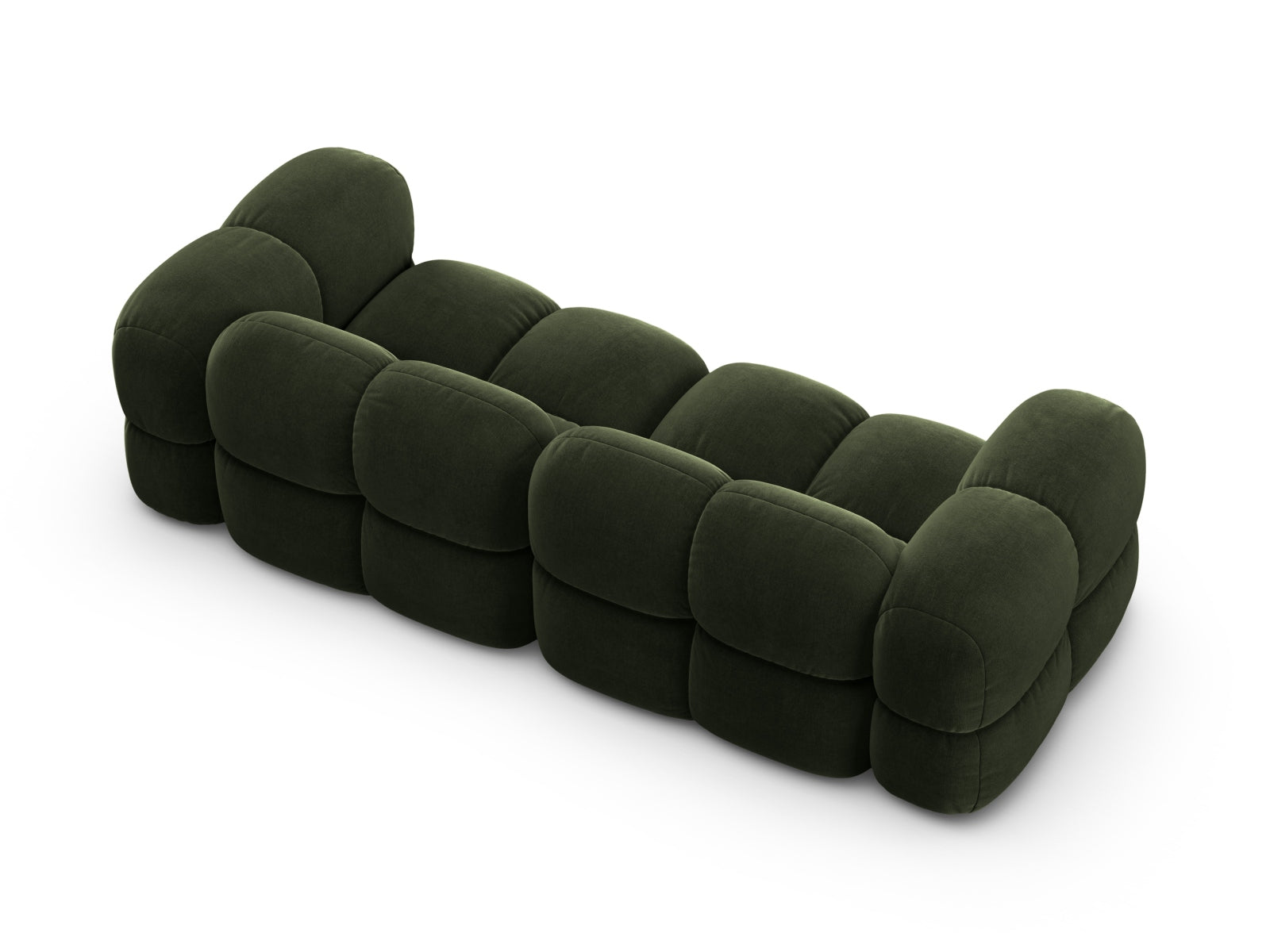 Stilvolles 4-Sitzer Sofa Loretto in edlem Veloursgrün, perfekt für zeitgemäße Wohnkonzepte von Cosmopolitan Design.