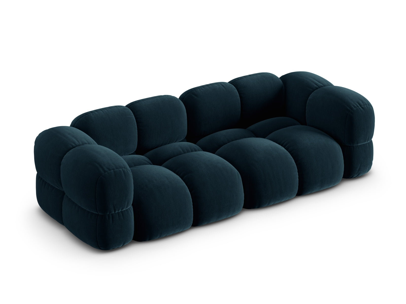 Elegantes 4-Sitzer Sofa Loretto aus Velours in tiefem Petrol, ideal für zeitgemäße Einrichtungsideen von Cosmopolitan Design.