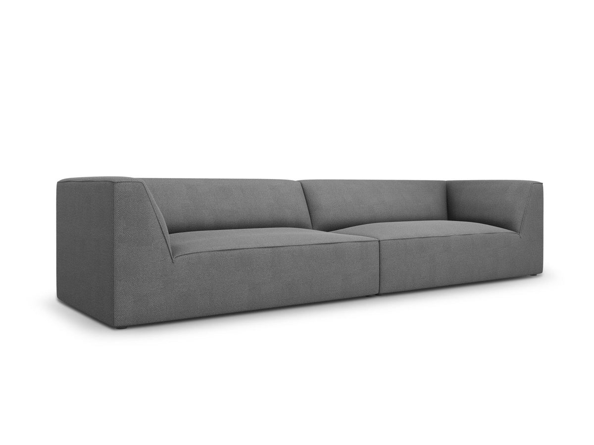 Beiges 4-Sitzer Sofa Siena mit strukturiertem Cordstoffbezug, Massivholzrahmen und schwarzen Kunststoffbeinen, moderne gerade Form.