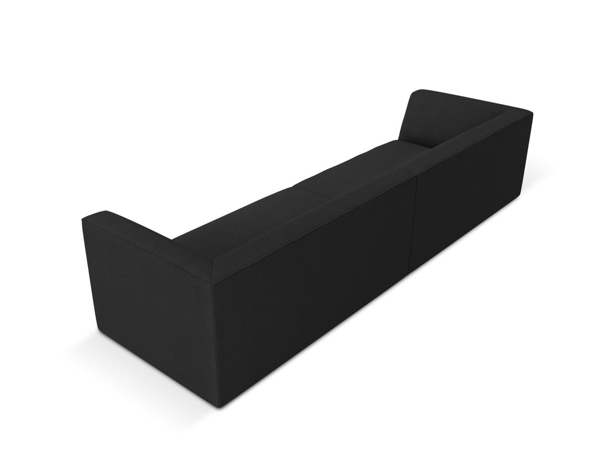 Beiges 4-Sitzer Sofa Siena mit strukturiertem Cordstoffbezug, Massivholzrahmen und schwarzen Kunststoffbeinen, moderne gerade Form.