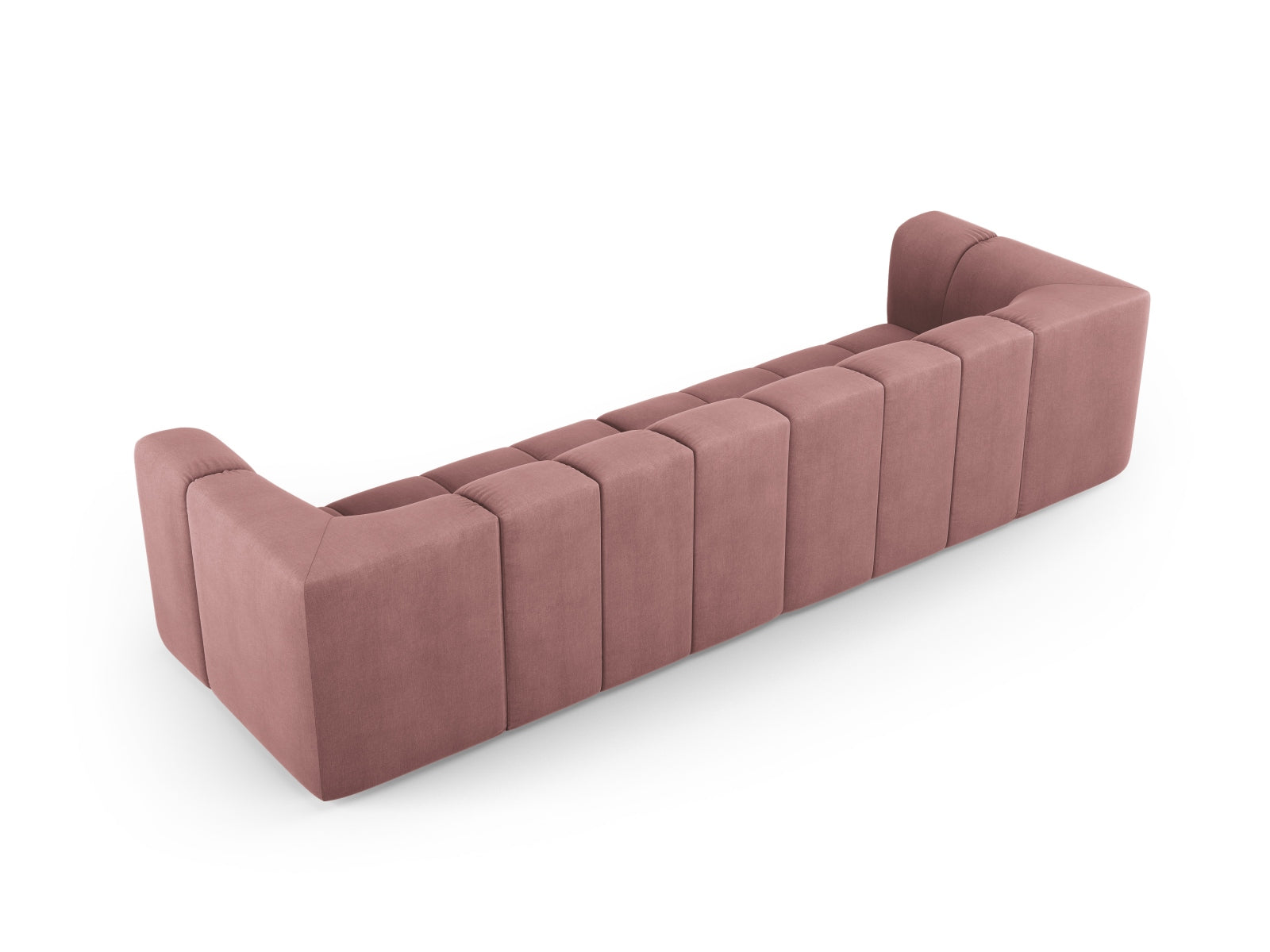 Modulares 4-Sitzer Sofa Moritz in strahlendem Pink, perfekt für stilvolle Wohnzimmer und kreative Einrichtungsideen.