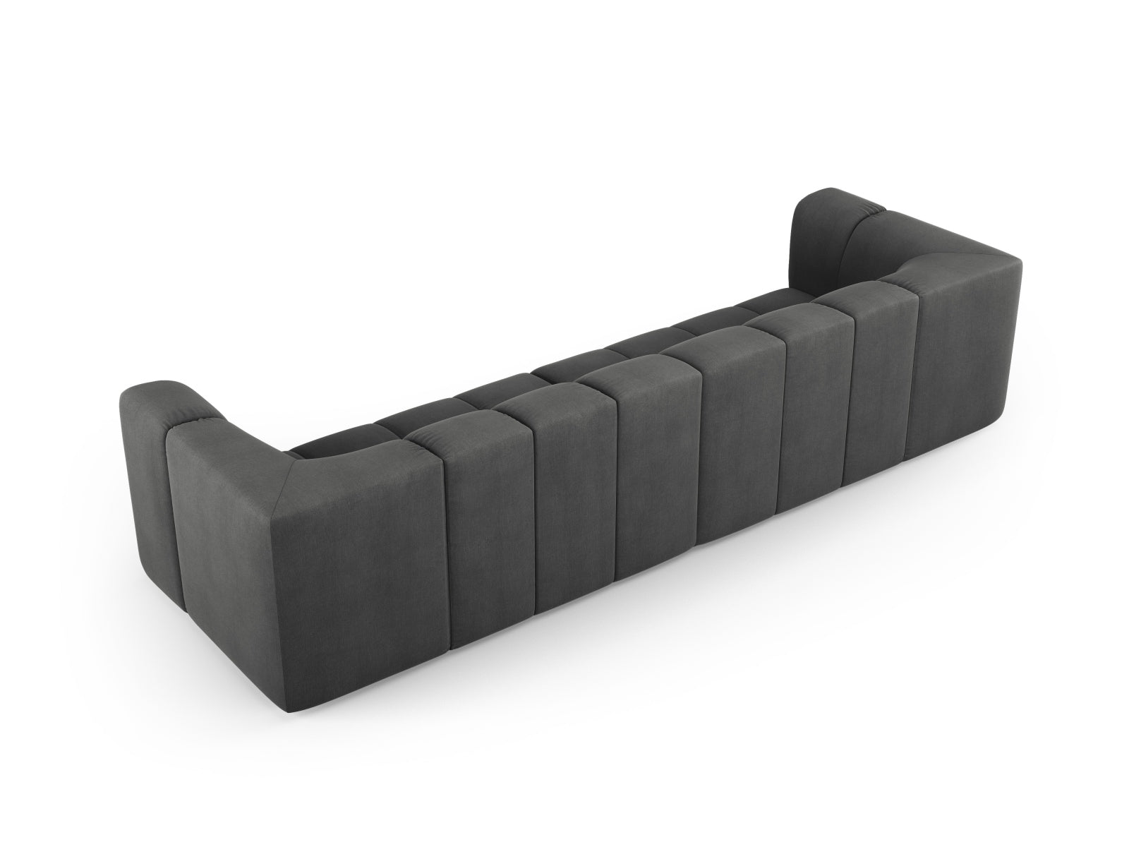 Modulares 4-Sitzer Sofa Moritz in stilvollem Dunkelgrau, perfekt für zeitgemäße Einrichtungen und gemütliche Wohnzimmer.
