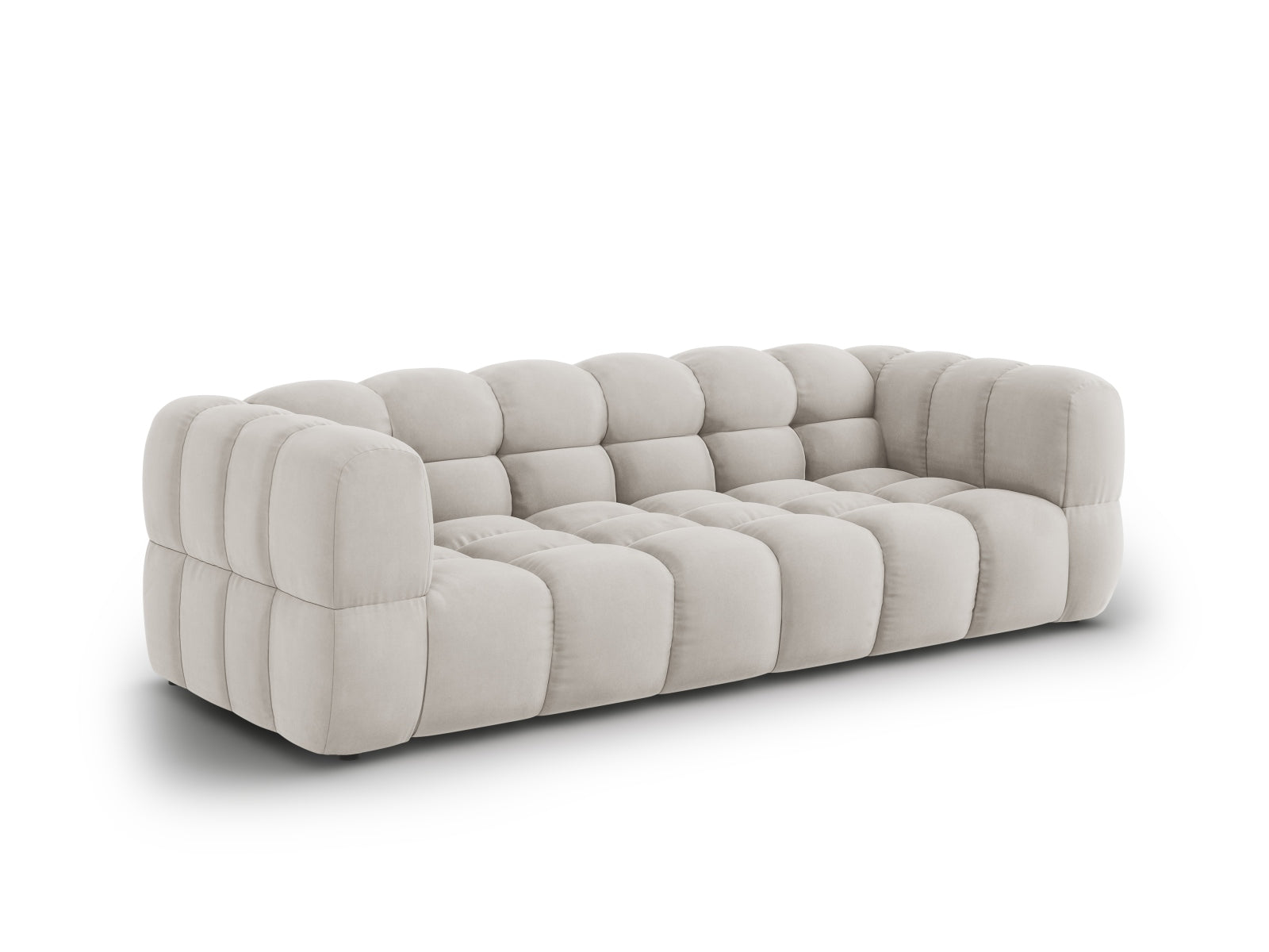 Elegantes Sky Velour modulares Sofa für 4 Personen in sanftem Beige, ideal für stilvolle Wohnräume, präsentiert von Cosmopolitan Design.