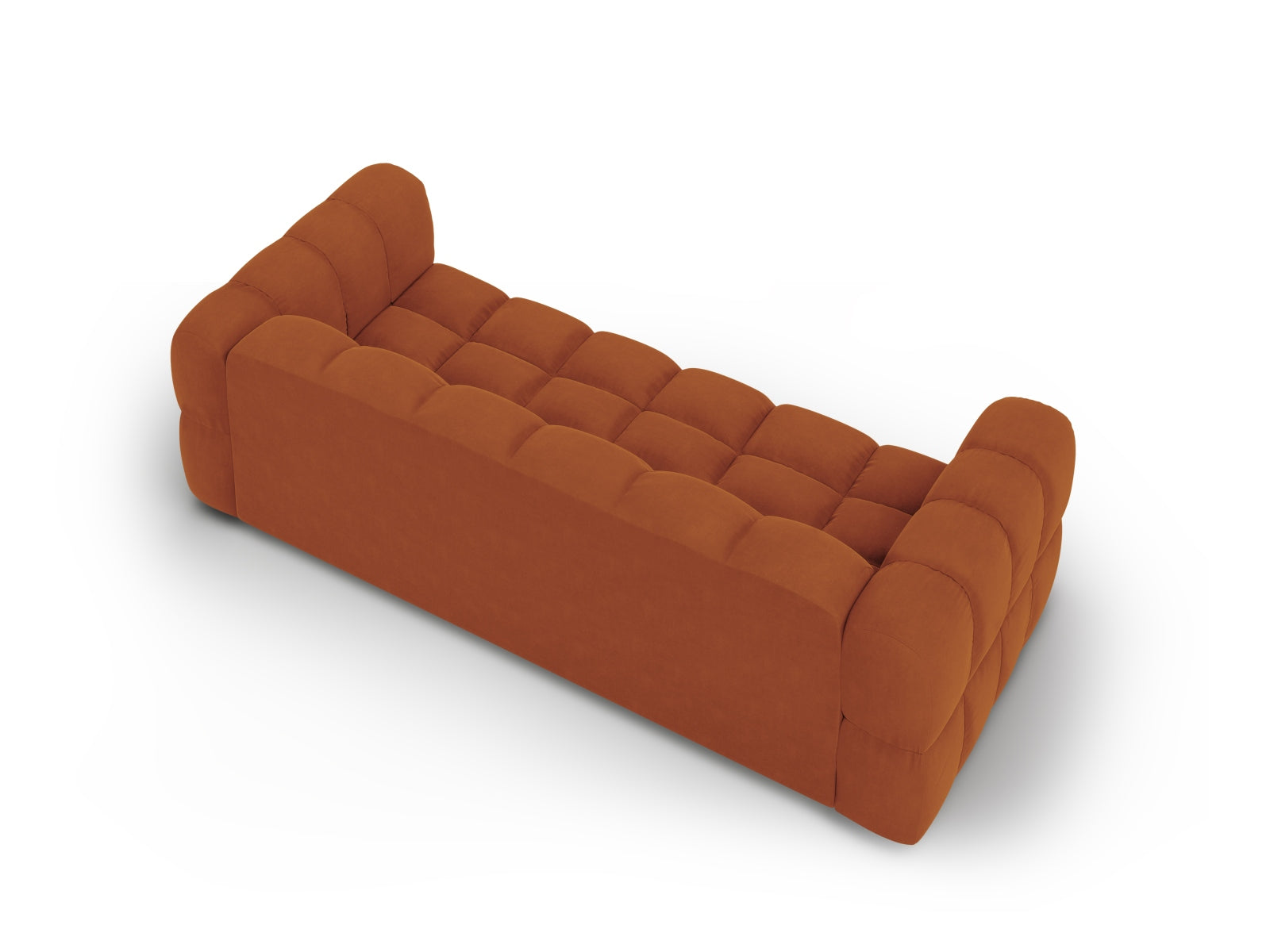 Modulares 4-Sitzer Sofa aus Sky Velour in warmem Terracotta, perfekt für moderne Wohnkonzepte und gemütliche Atmosphäre.