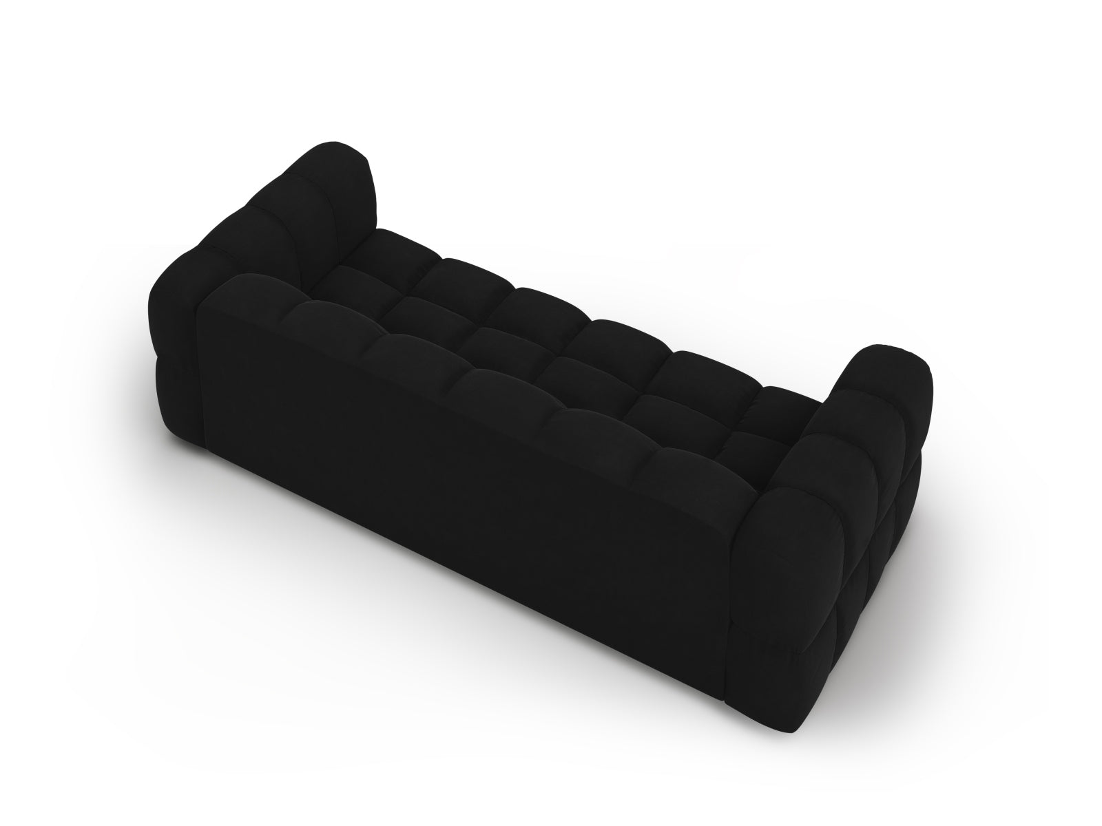 Modulares 4-Sitzer Sofa aus Sky Velour in edlem Schwarz, perfekt für moderne Wohnkonzepte, entworfen von Cosmopolitan Design.