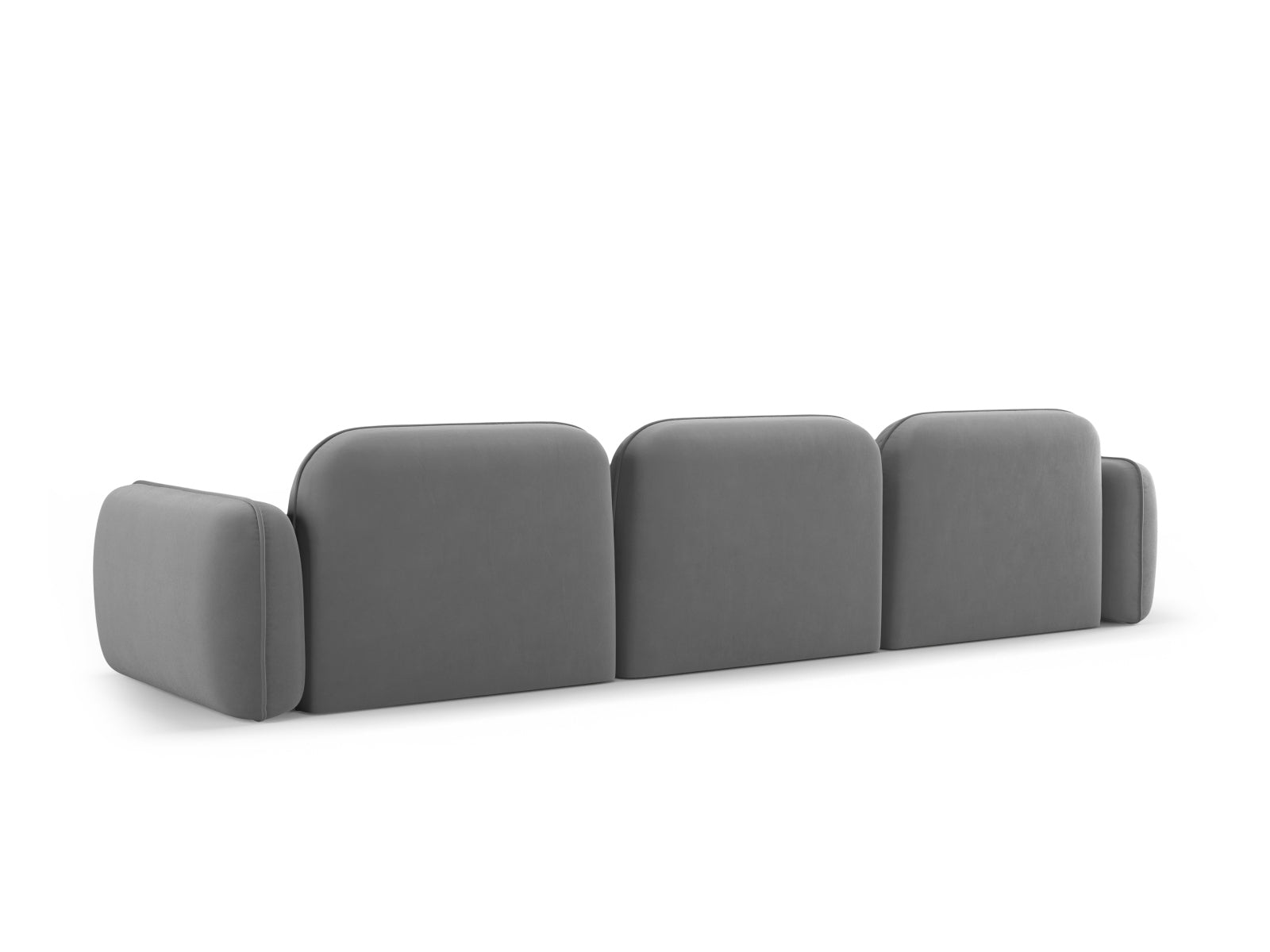 Elegantes 4-Sitzer Sofa Sydney aus weichem Velours in sanftem Hellgrau, ideal für stilvolle Wohnräume und gemütliche Abende.