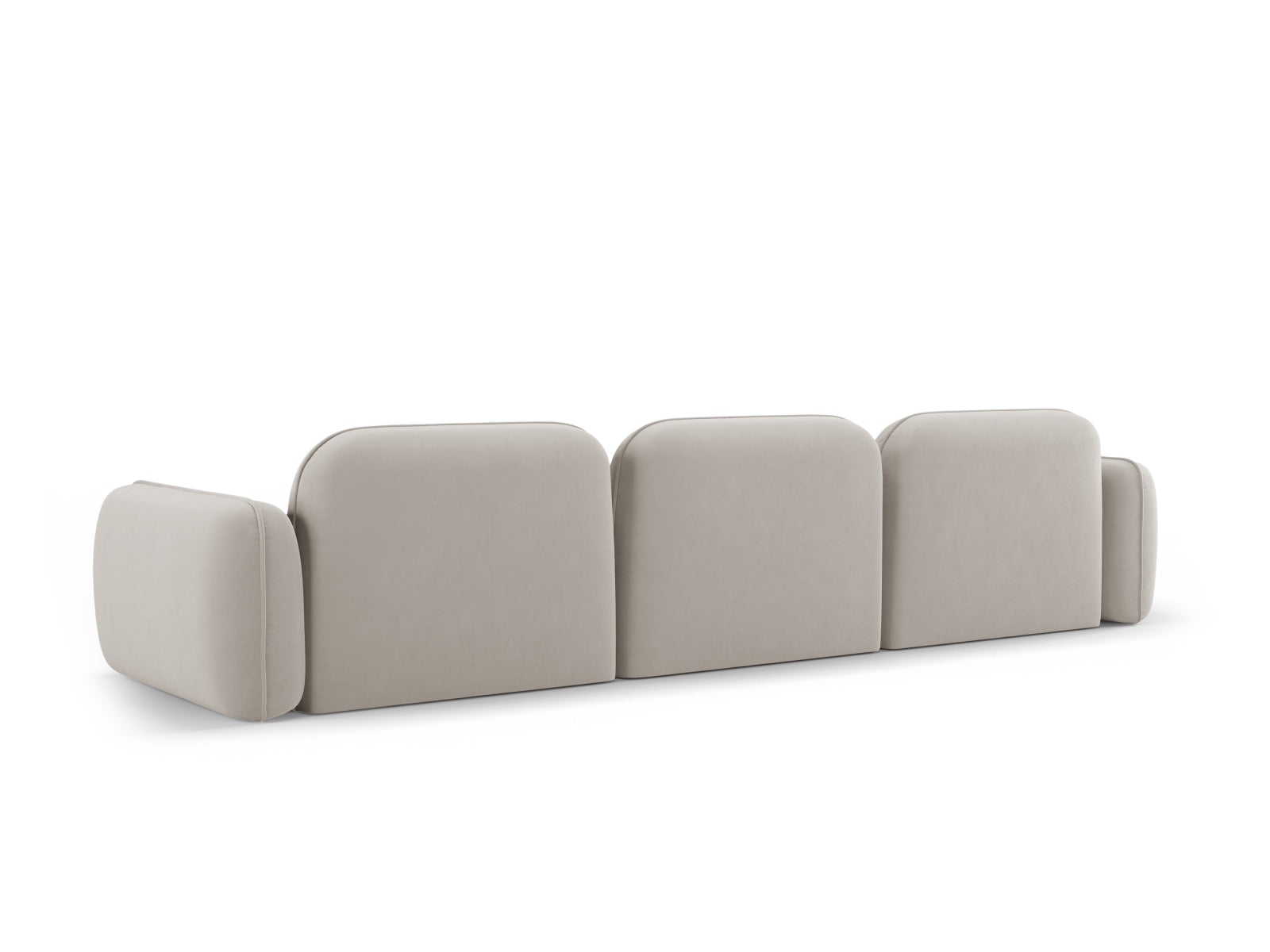 Elegantes 4-Sitzer Sofa Sydney aus weichem Velours in zartem Beige, ideal für stilvolle und gemütliche Wohnräume.
