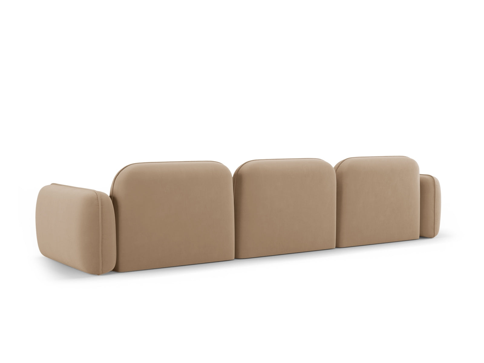 Elegantes 4-Sitzer Sofa Sydney aus weichem Velours in Sand-Casino, ideal für stilvolle und einladende Wohnräume.