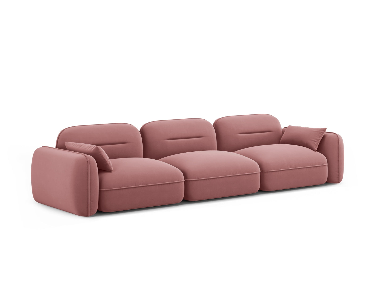 Stylisches 4-Sitzer Sofa Sydney aus Velours in Flamingo-Casino, perfekt für moderne Wohnkonzepte und gemütliche Abende.