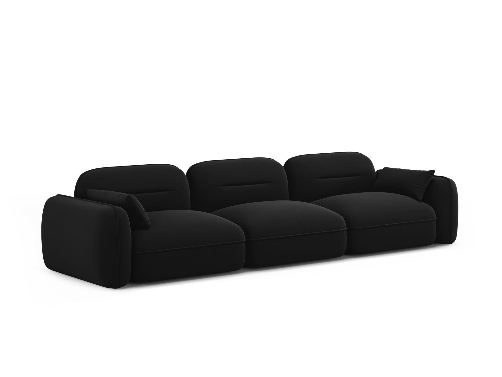 Schwarzes Sydney Velour Modular Sofa für 4 Personen, perfekt für moderne Wohnzimmer mit hohem Komfort und ansprechendem Design.