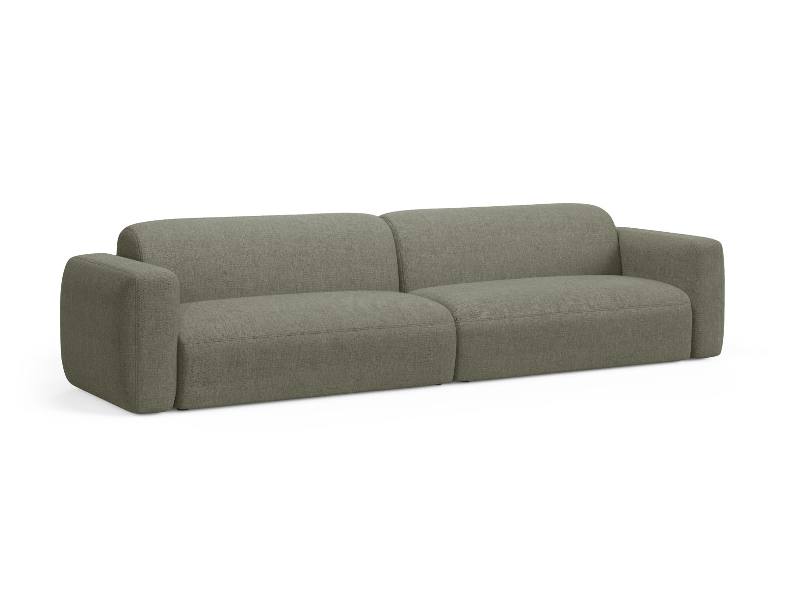 Elegantes Strino Modular Sofa für 4 Personen in dunklem Olivgrün, ideal für stilvolle Wohnräume, erhältlich bei KAQTU Design AG.